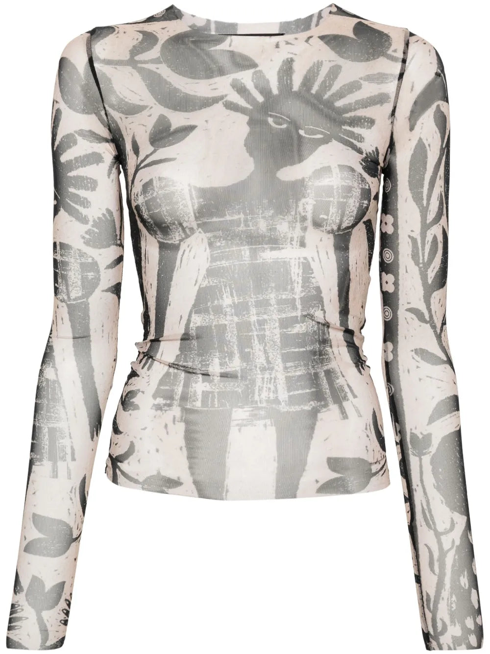 Graphic-Print Mesh T-Shirt