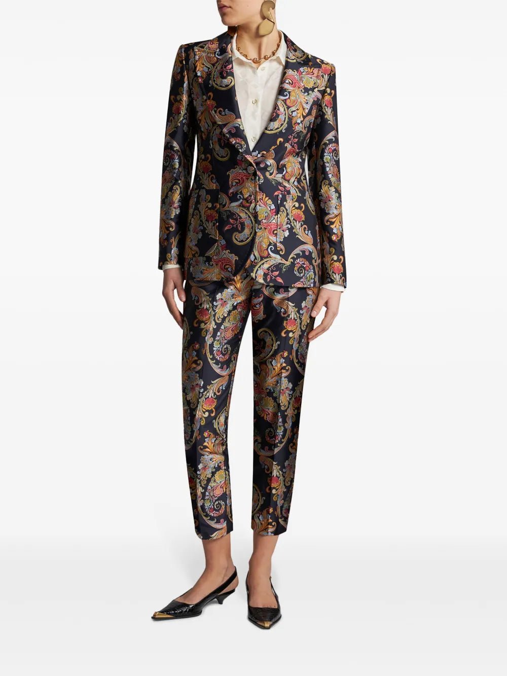 Jacquard Paisley Cropped Trousers