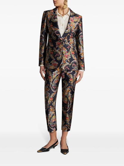 Jacquard Paisley Cropped Trousers