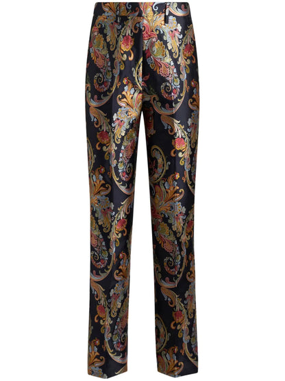Jacquard Paisley Cropped Trousers