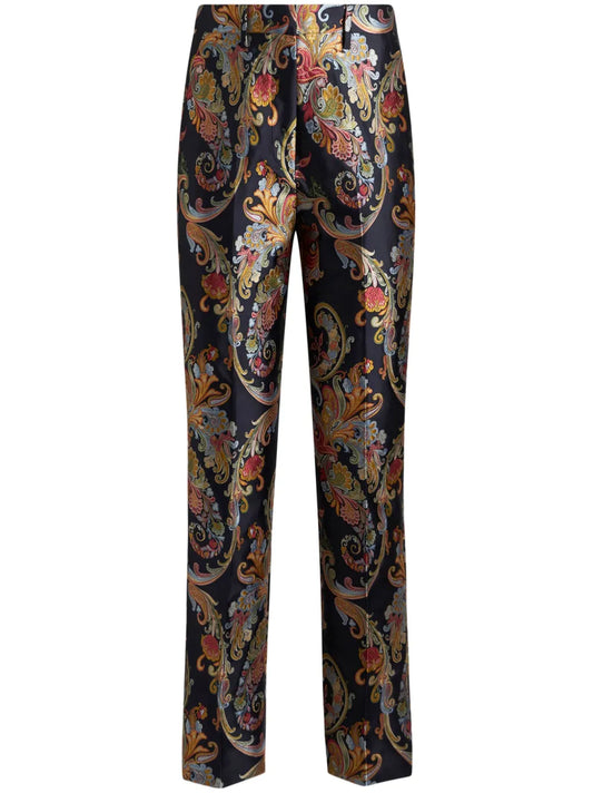Jacquard Paisley Cropped Trousers