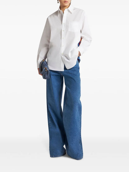 Floral-Panel Cotton-And-Silk Shirt
