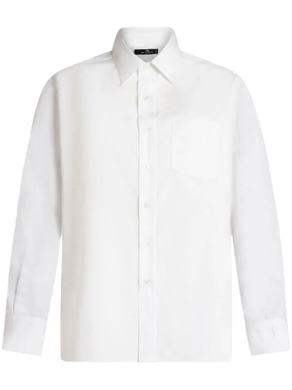 Floral-Panel Cotton-And-Silk Shirt