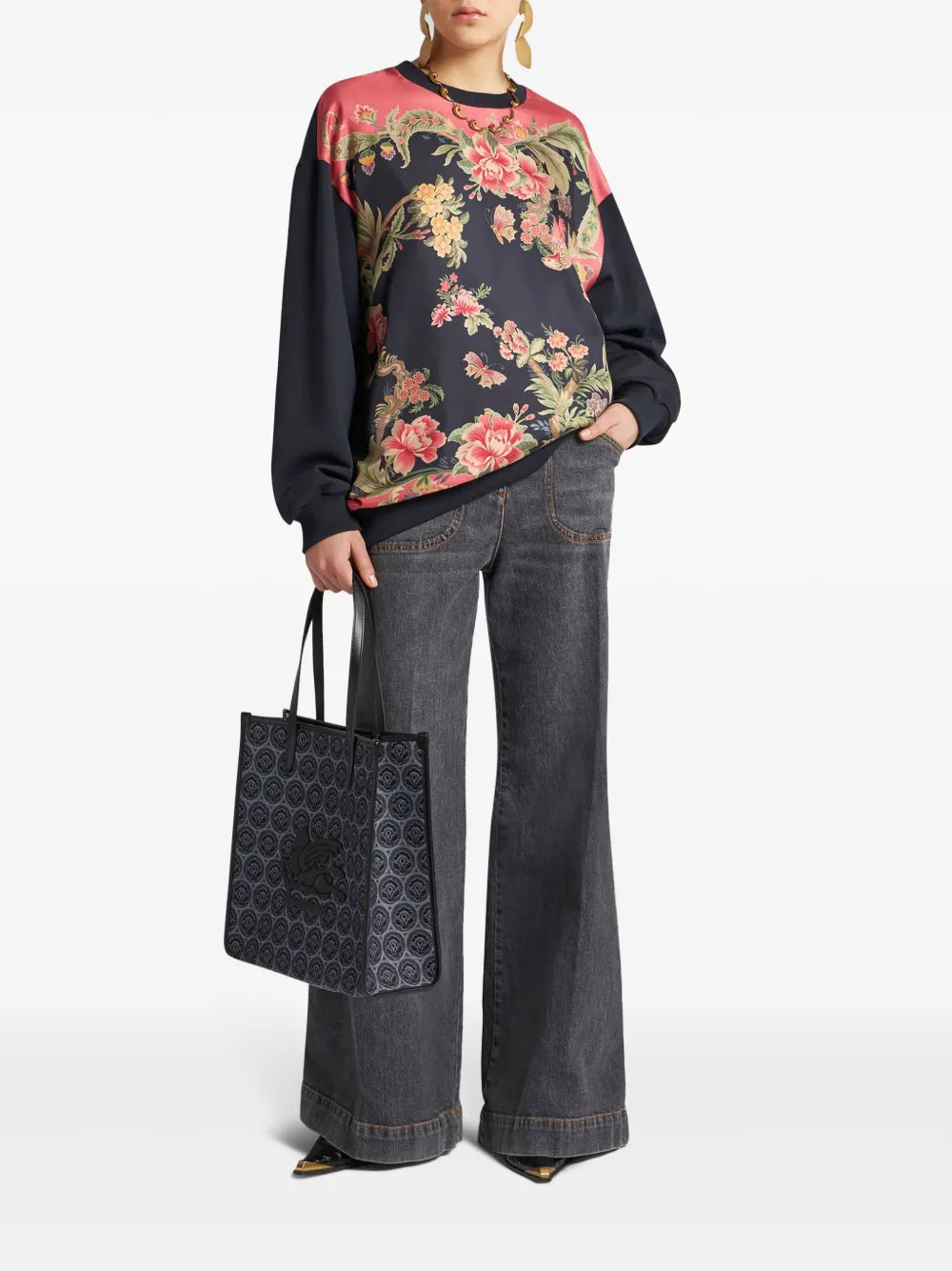 Floral-Print Drop-Shoulder Sweatshirt