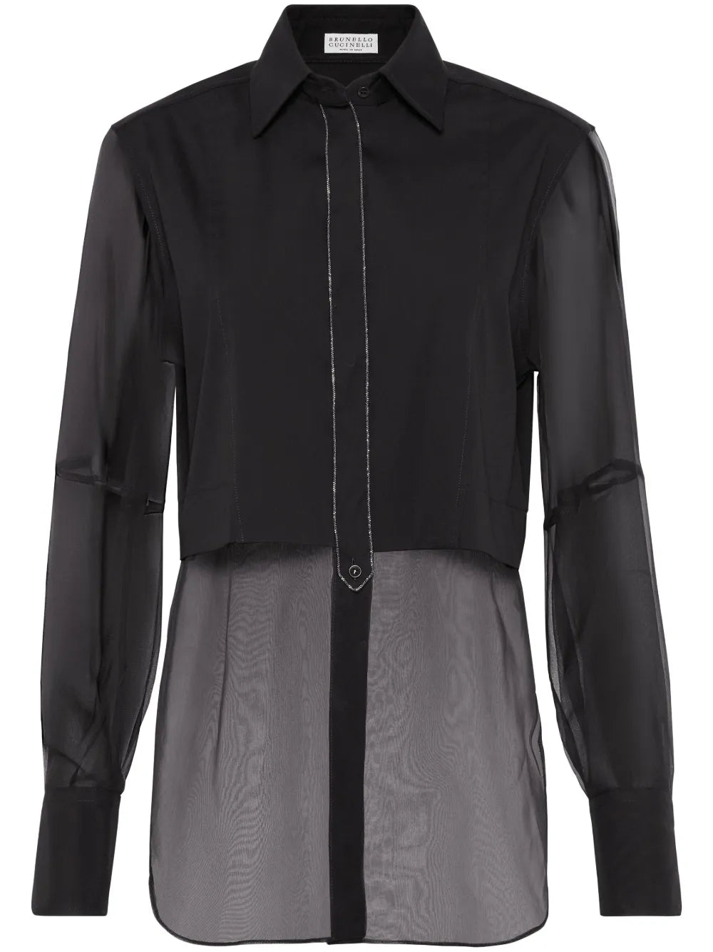 Transparent-Panel Poplin Shirt