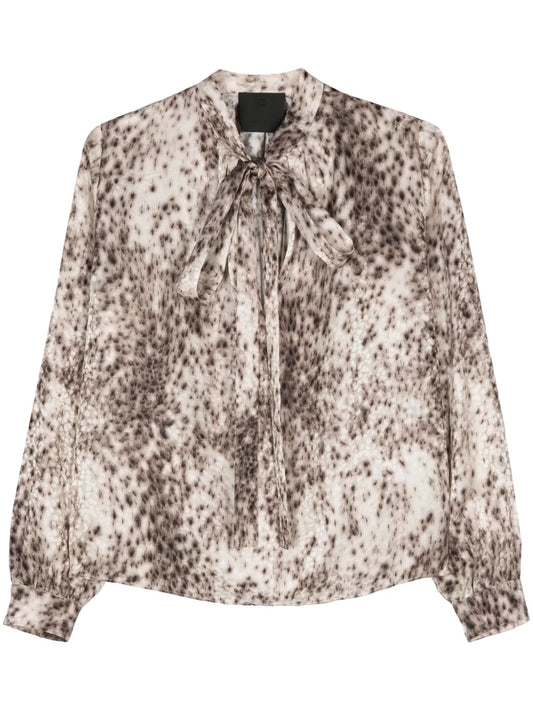 Leopard-Print Silk Blouse