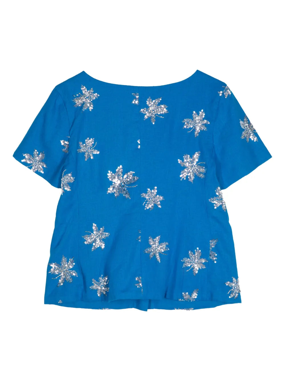 Sequin-Embellished Short-Sleeve Blouse