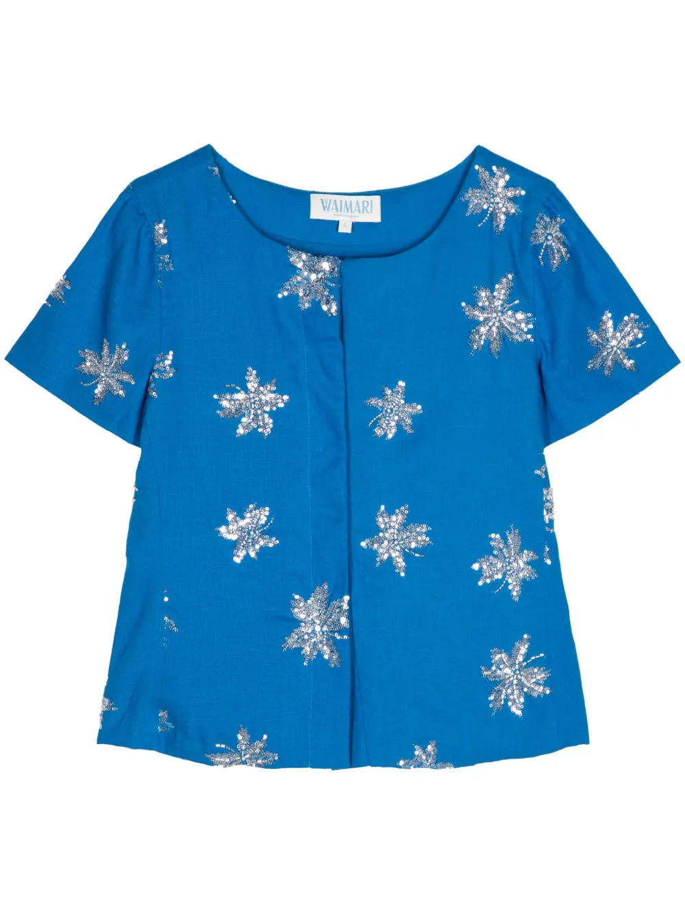 Sequin-Embellished Short-Sleeve Blouse