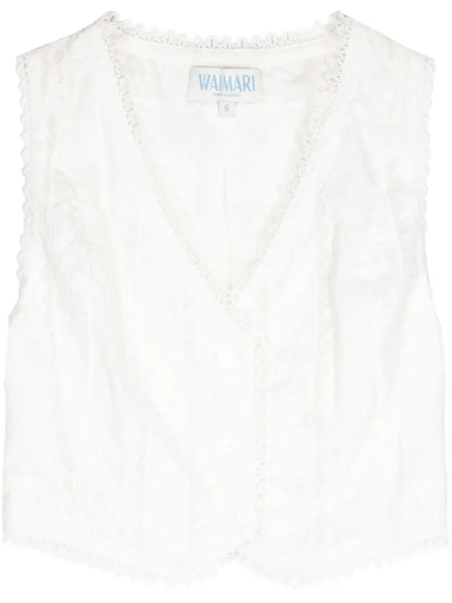 Ariel Broderie-Anglaise Cotton Vest