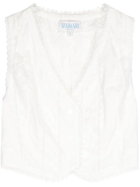 Ariel Broderie-Anglaise Cotton Vest