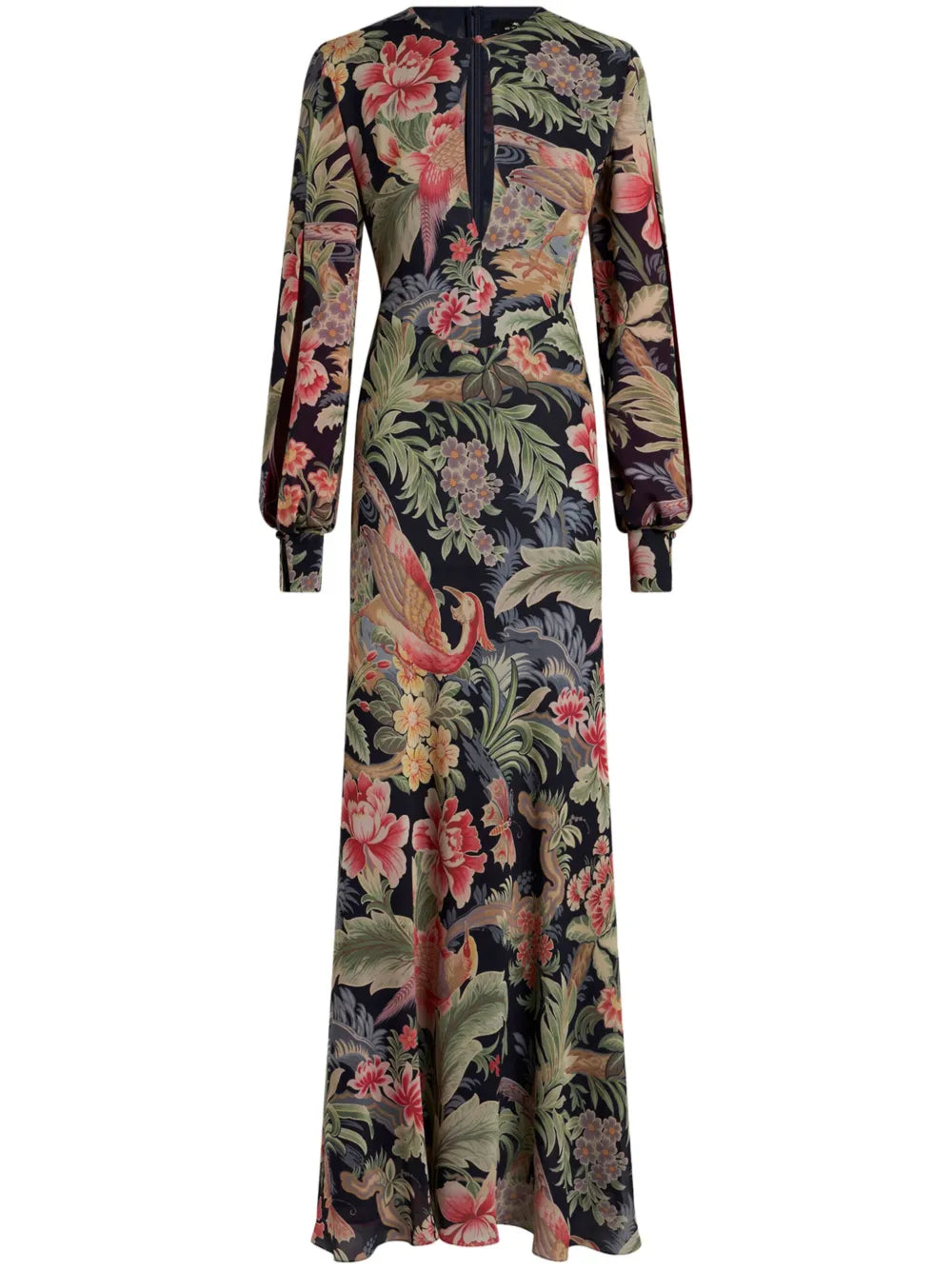 Floral-Print Silk Maxi Dress