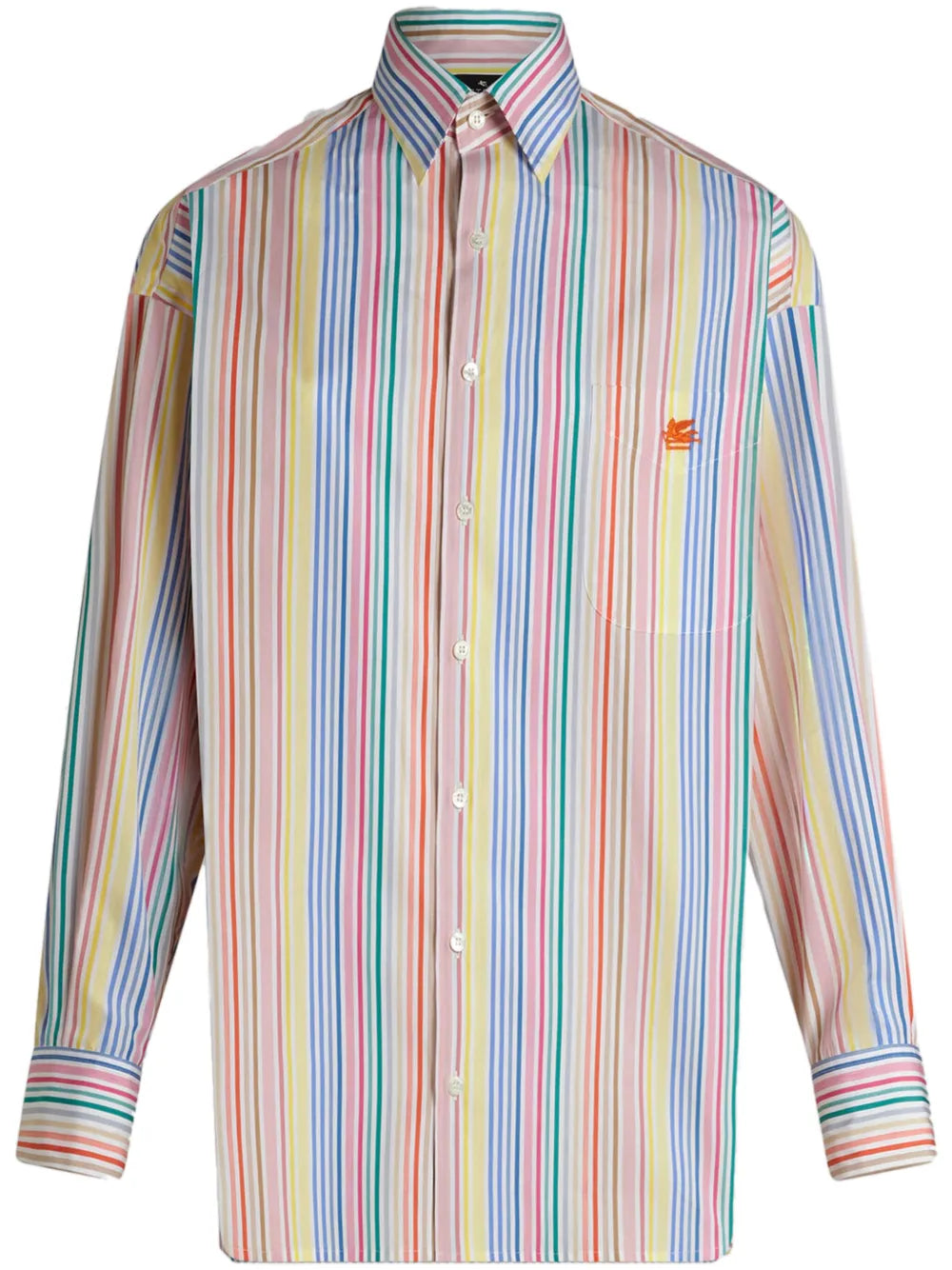 Pegaso-Embroidery Striped Cotton Shirt