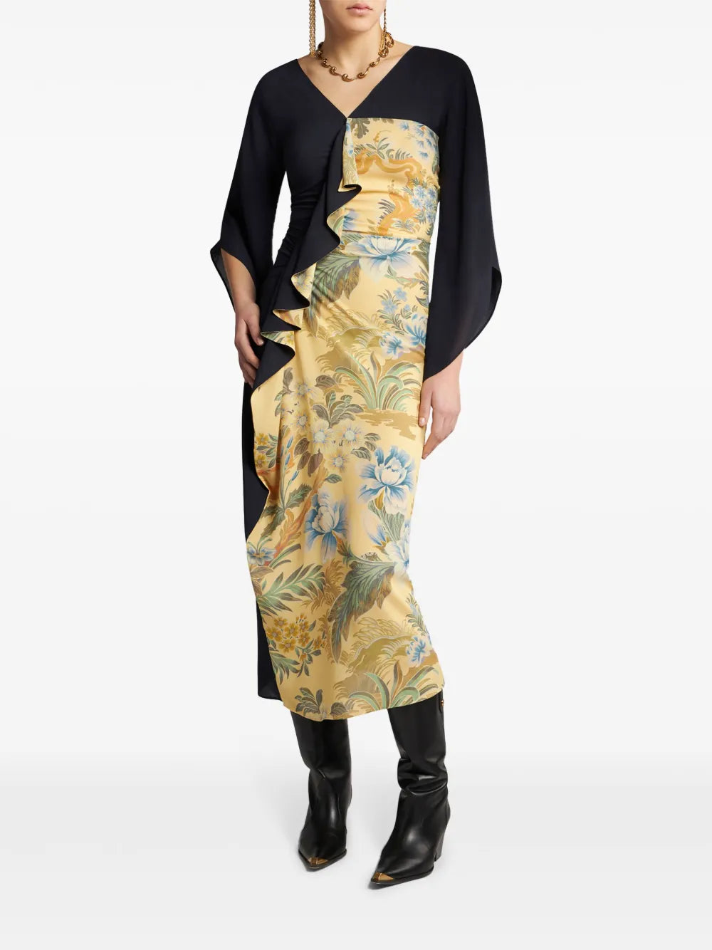 Floral-Print Ruffle-Detail Dress
