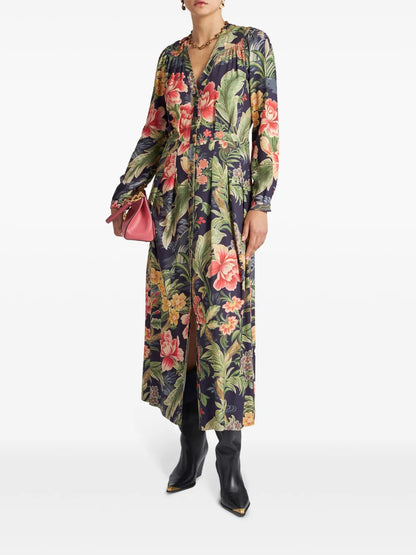 Floral-Printed Twill Shirt Dress