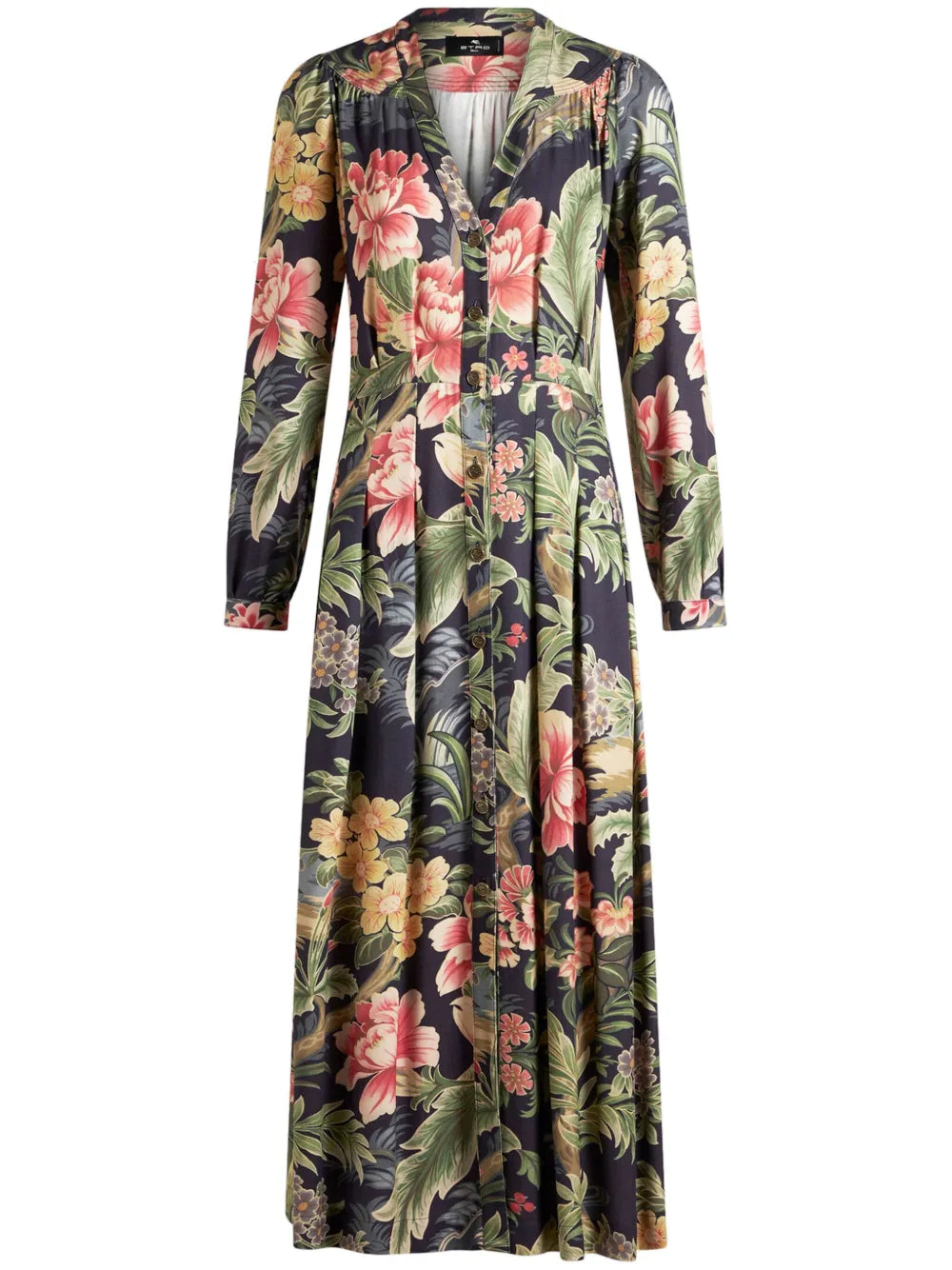 Floral-Printed Twill Shirt Dress