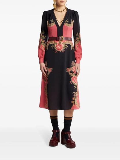 Floral-Print Midi Dress