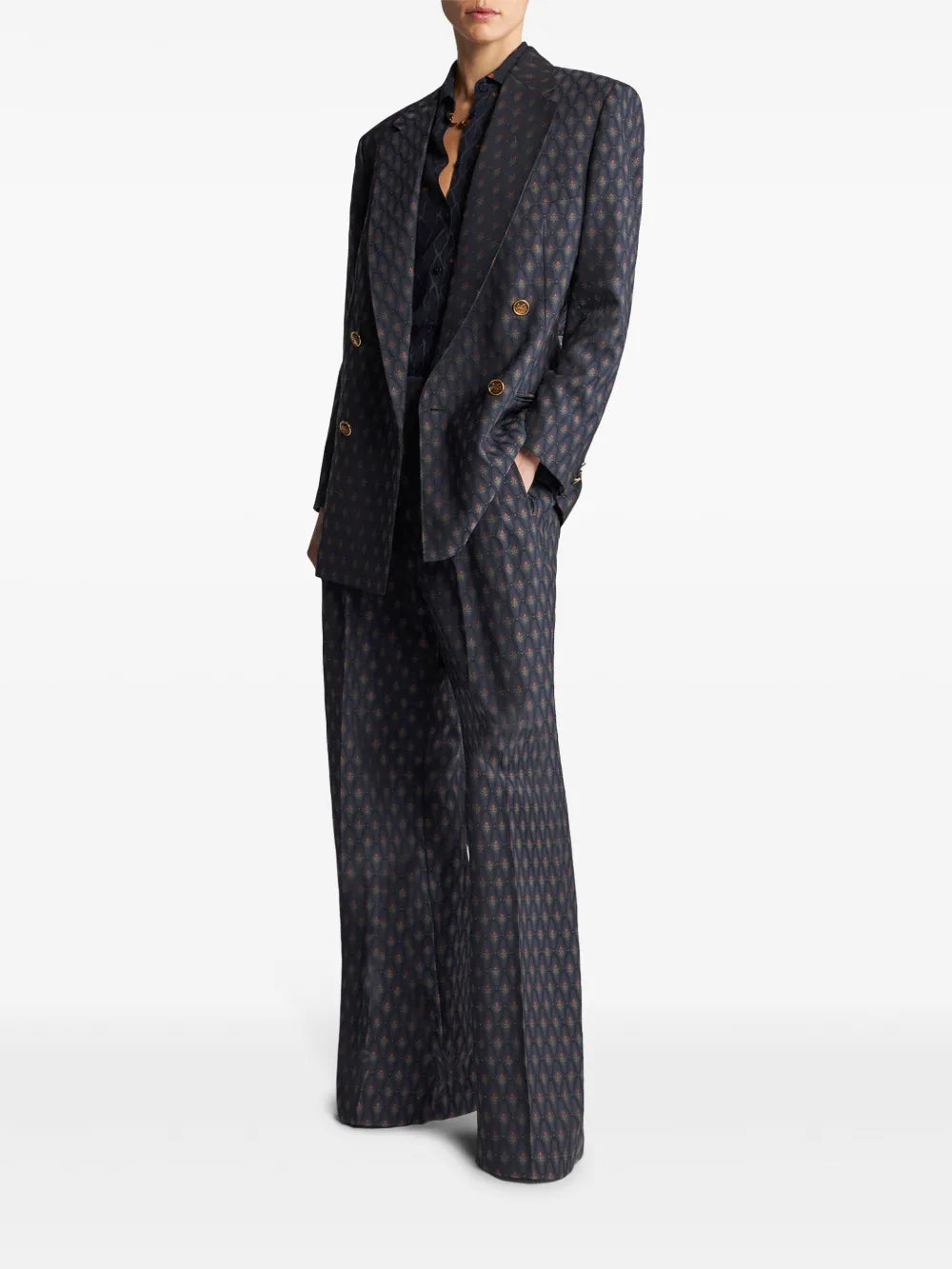 Double-Breasted Wool Jacquard Jacket