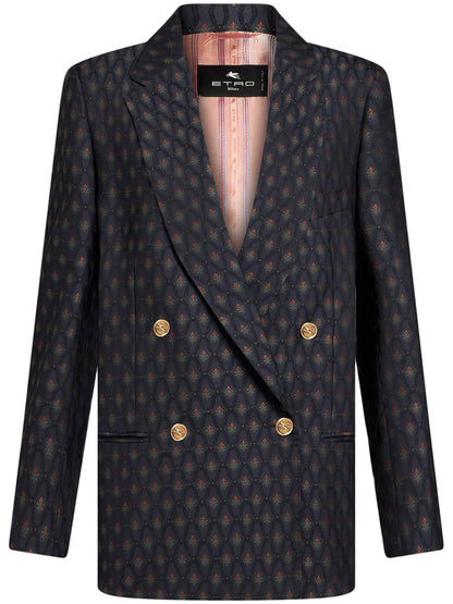 Double-Breasted Wool Jacquard Jacket