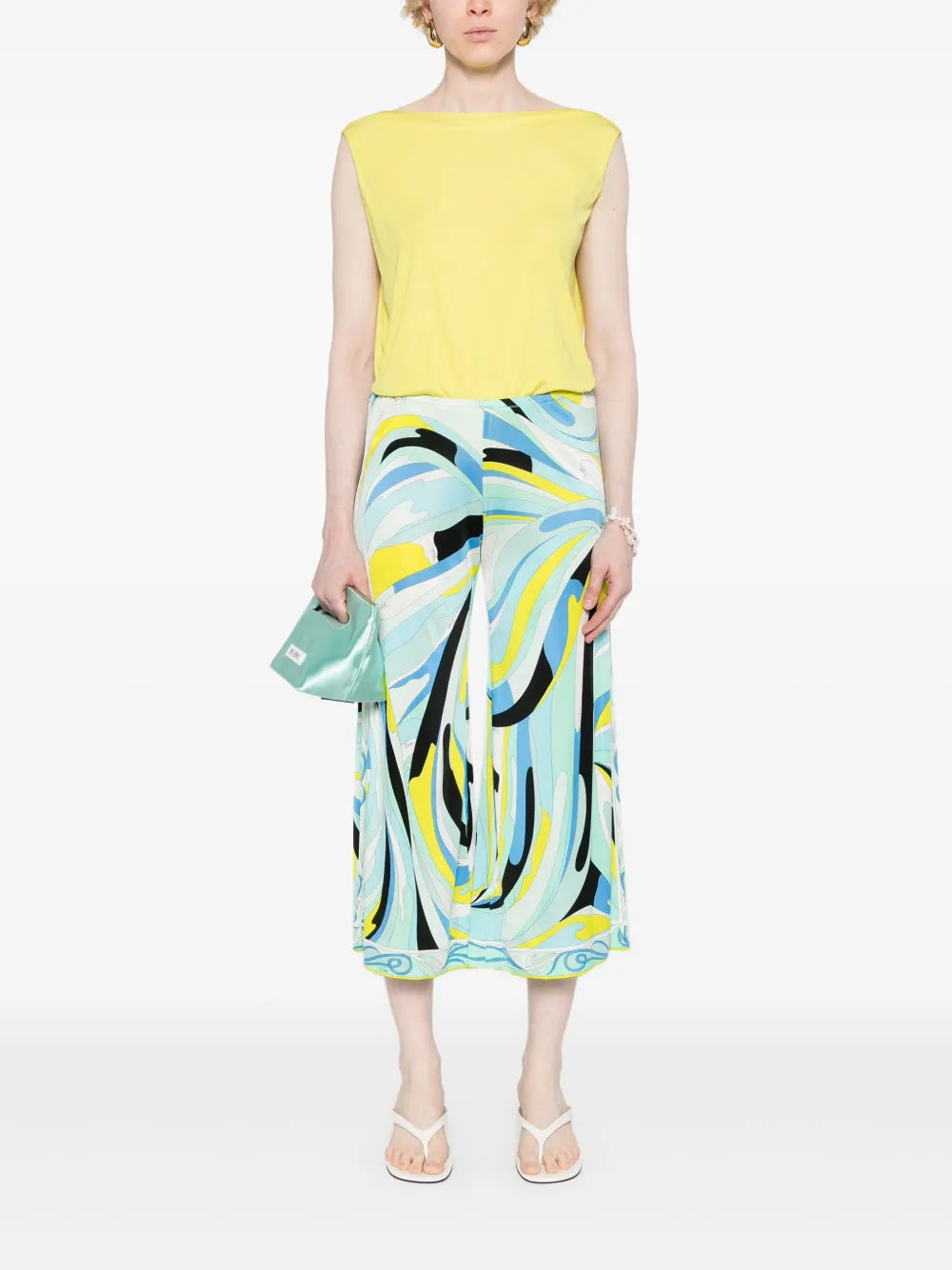 Mix-Print Cropped Trousers