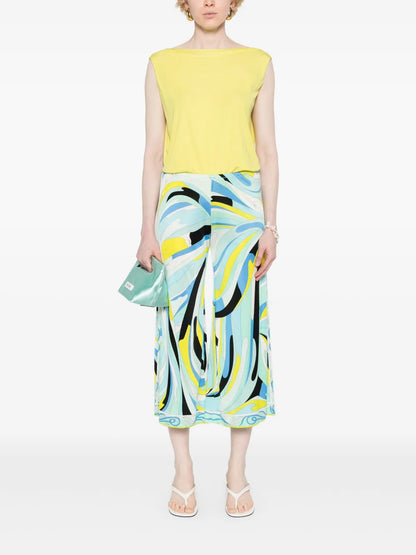 Mix-Print Cropped Trousers