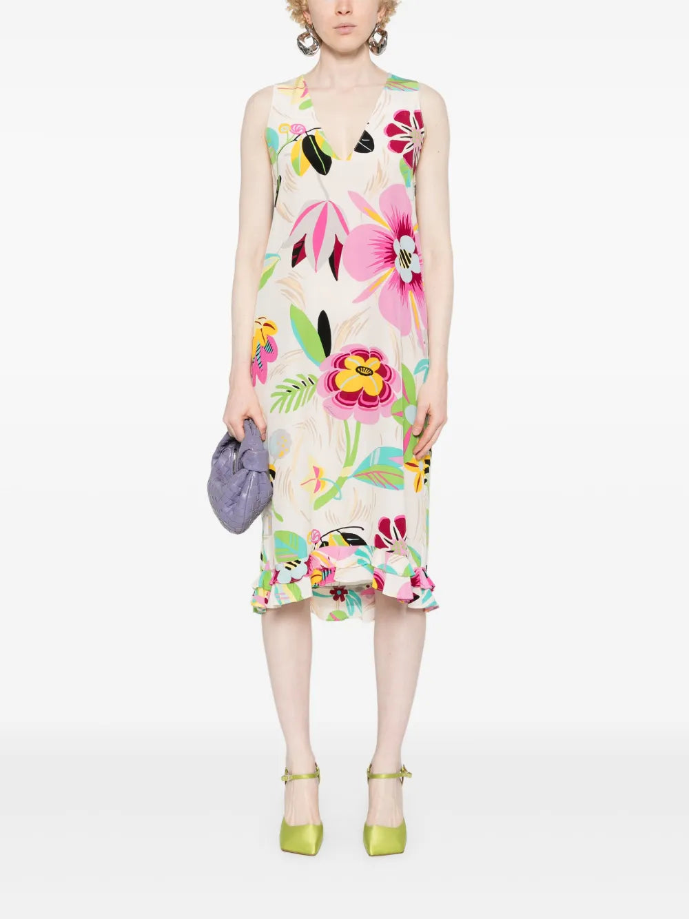 Floral-Print Silk Dress