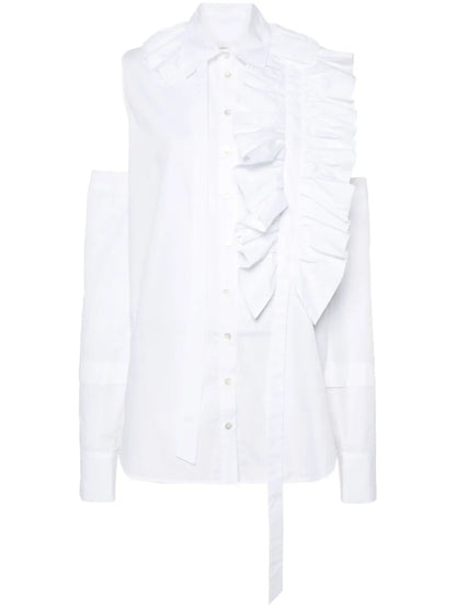 Ruffle-Detail Poplin Shirt