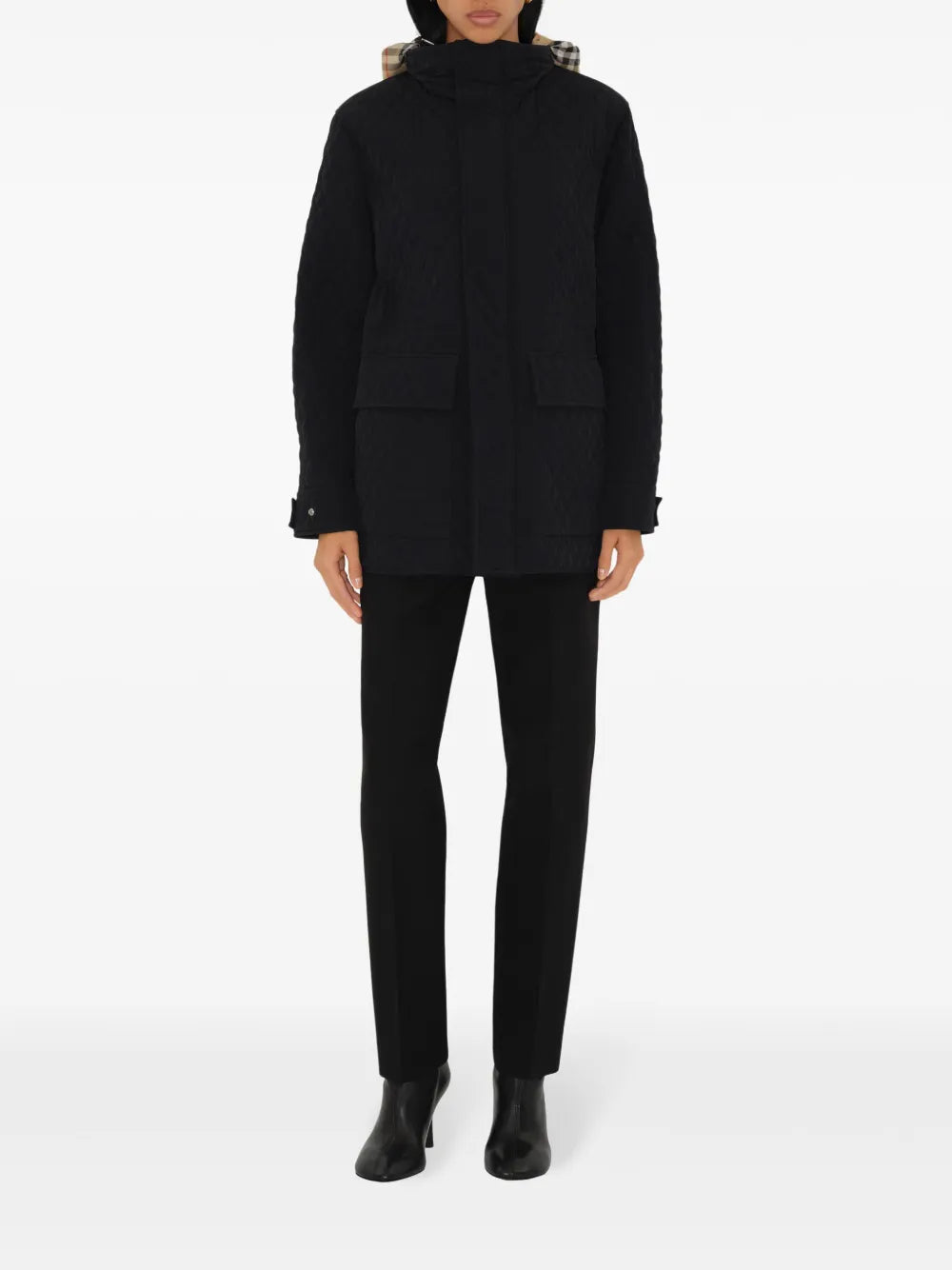 Check-Hood Quilted Jacket