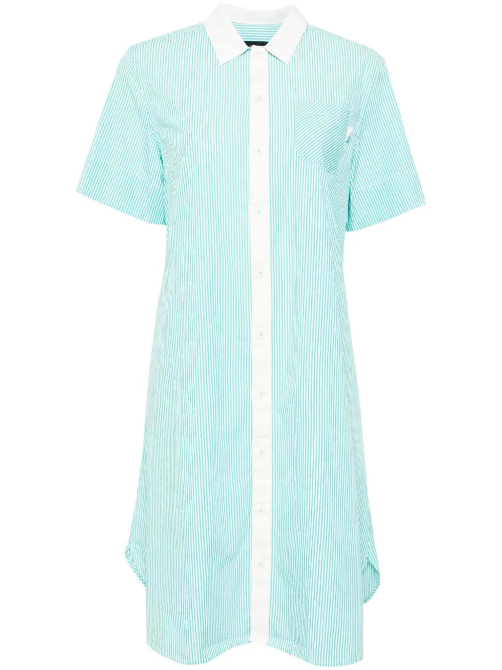 Pinstripe Short-Sleeved Shirt-Dress