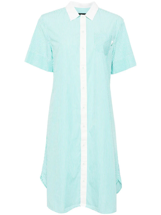 Pinstripe Short-Sleeved Shirt-Dress