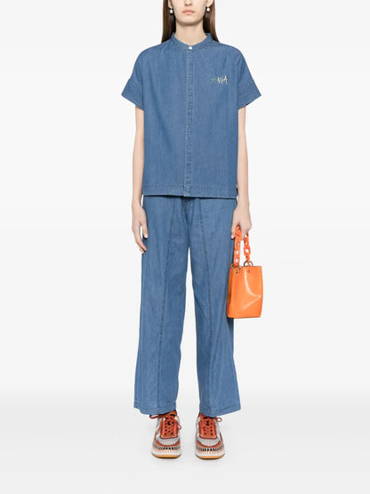 High-Waisted Wide-Legged Trousers