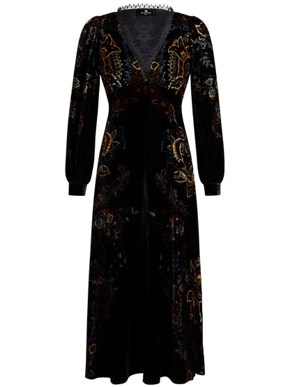 Floral Print Velvet Dress