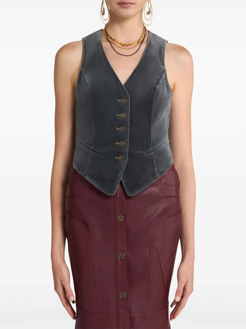 V-Neck Velvet Waistcoat