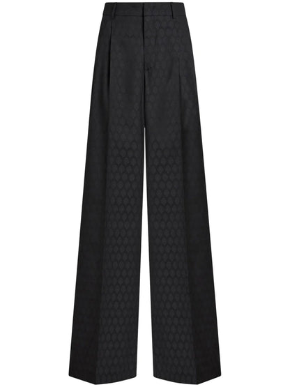 Patterned-Jacquard Wool Trousers