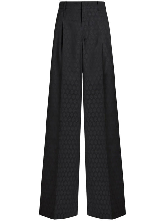 Patterned-Jacquard Wool Trousers