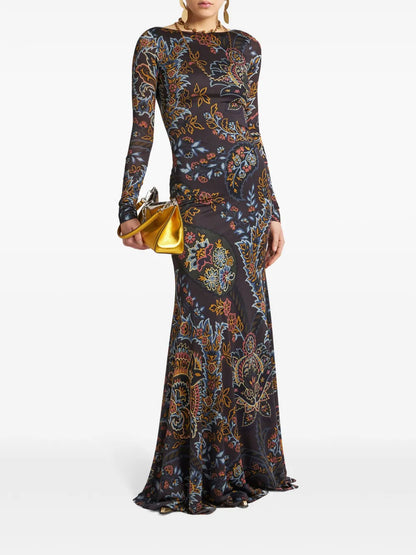 Paisley Print Maxi-Dress
