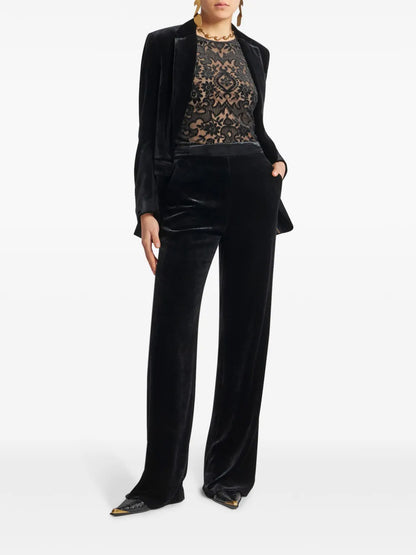 Velvet Straight-Leg Trousers