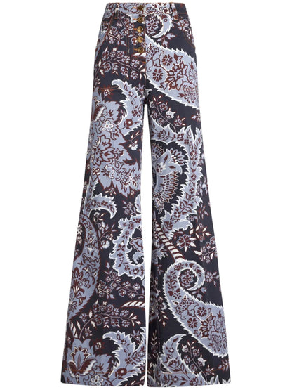 Paisley-Print Flared Jeans
