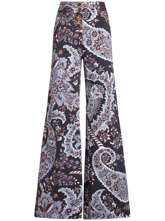 Paisley-Print Flared Jeans