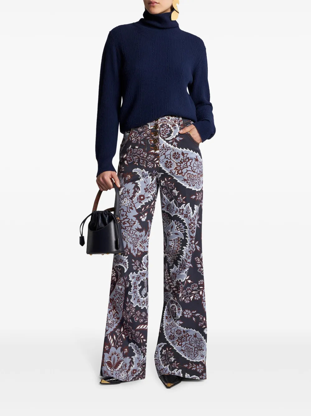 Paisley-Print Flared Jeans