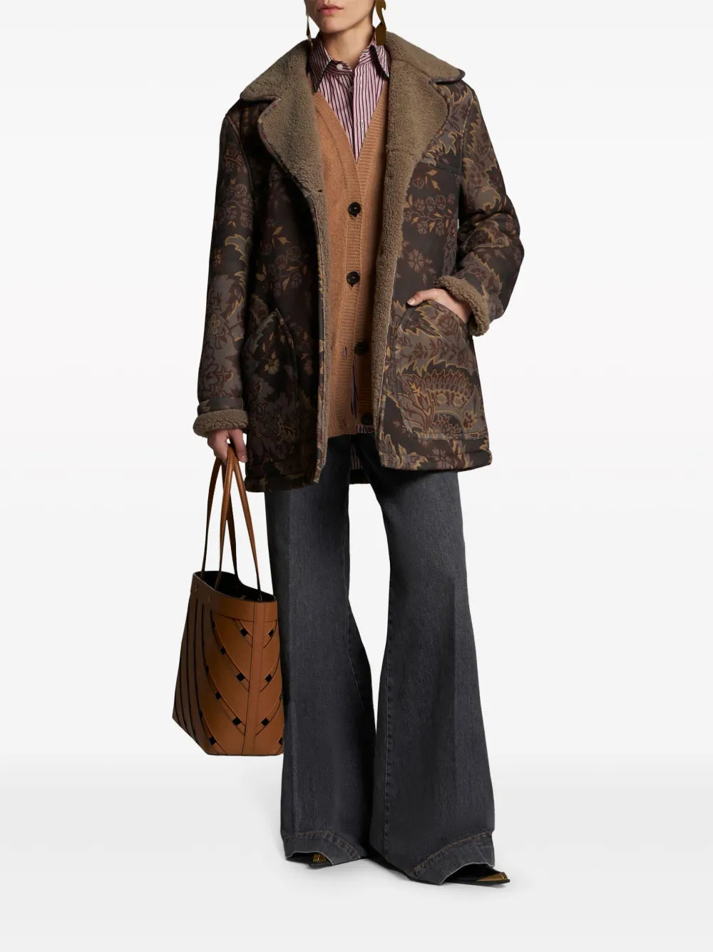 Paisley-Print Shearling Jacket
