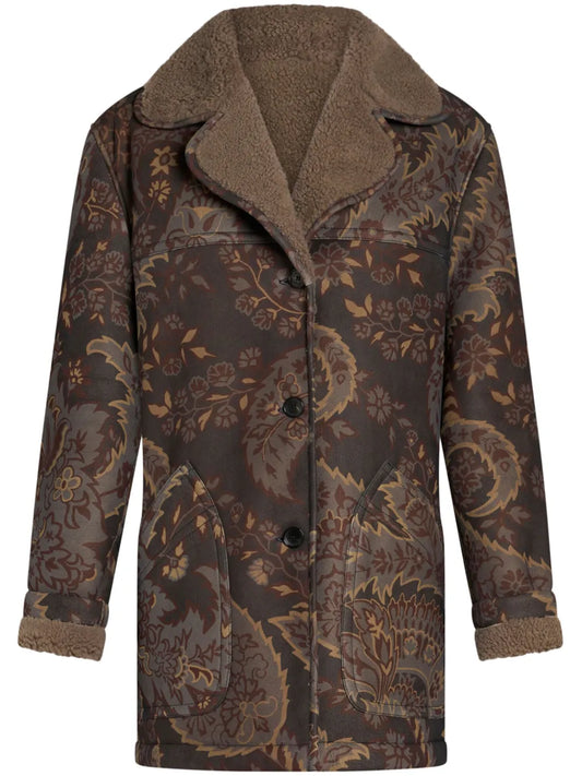 Paisley-Print Shearling Jacket