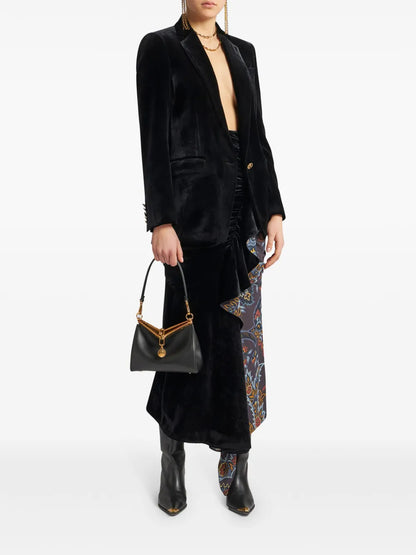 Velvet Single-Breasted Blazer