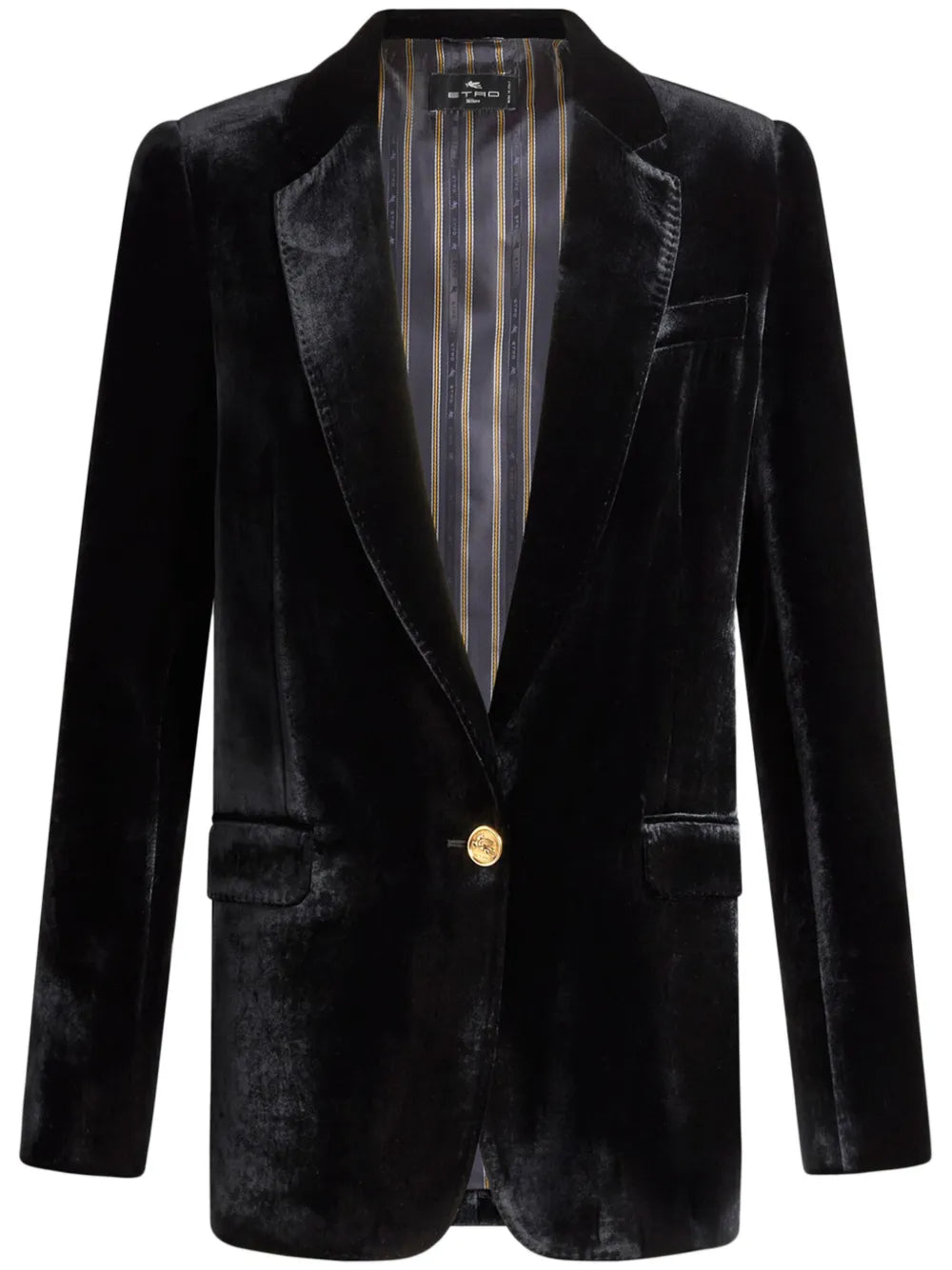Velvet Single-Breasted Blazer