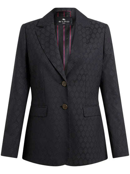 Patterned-Jacquard Wool Blazer