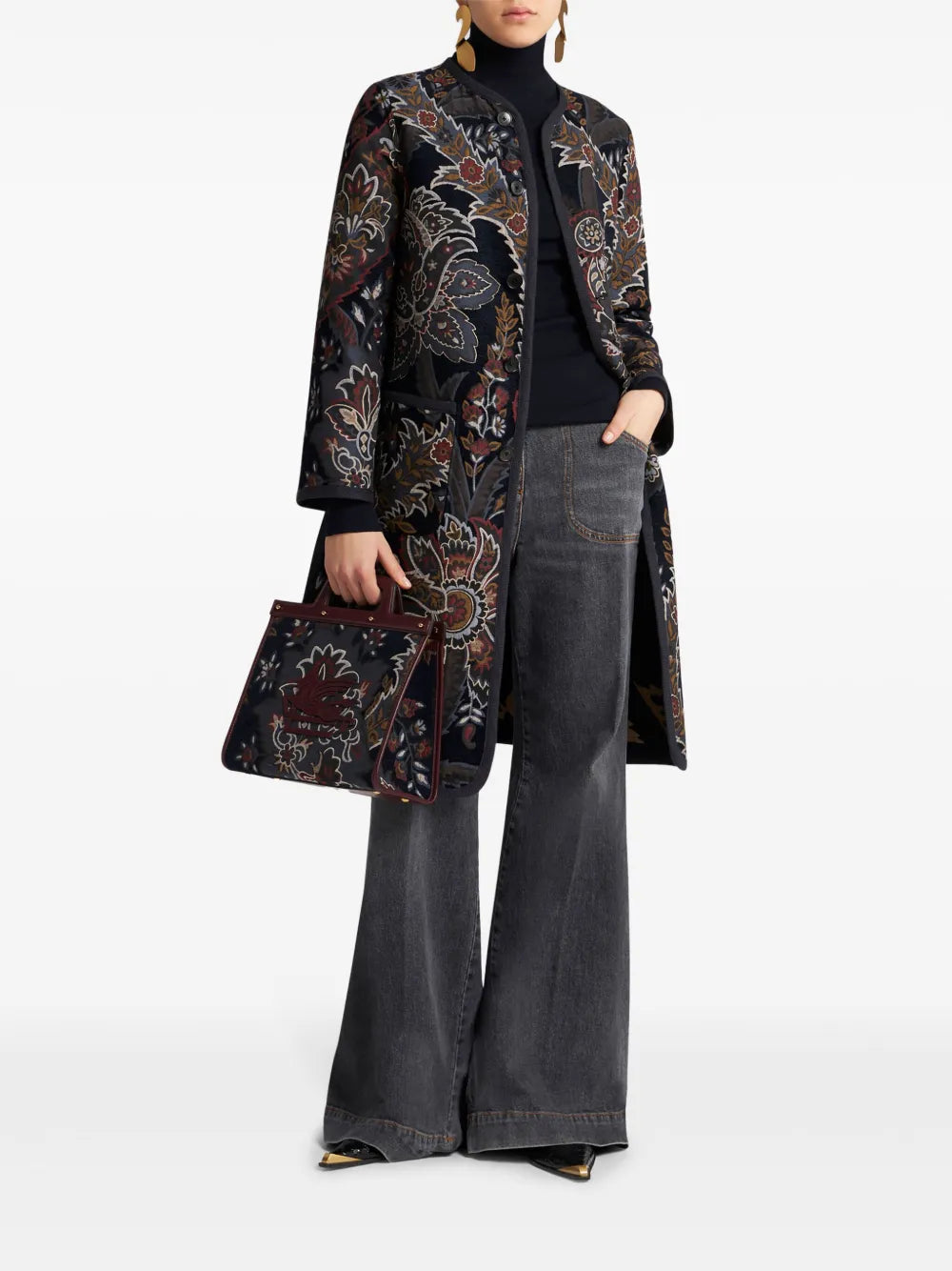 Paisley-Print Reversible Coat