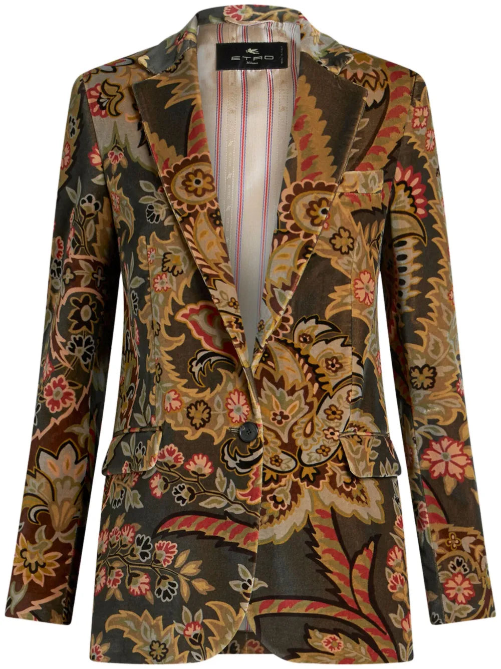 Paisley-Print Velvet Blazer