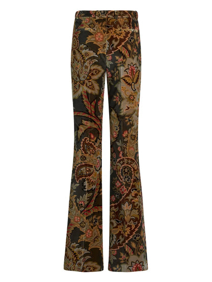 Paisley-Print Velvet Trousers