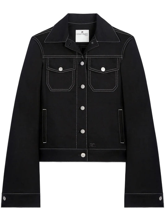 Topstitched Denim Trucker Jacket