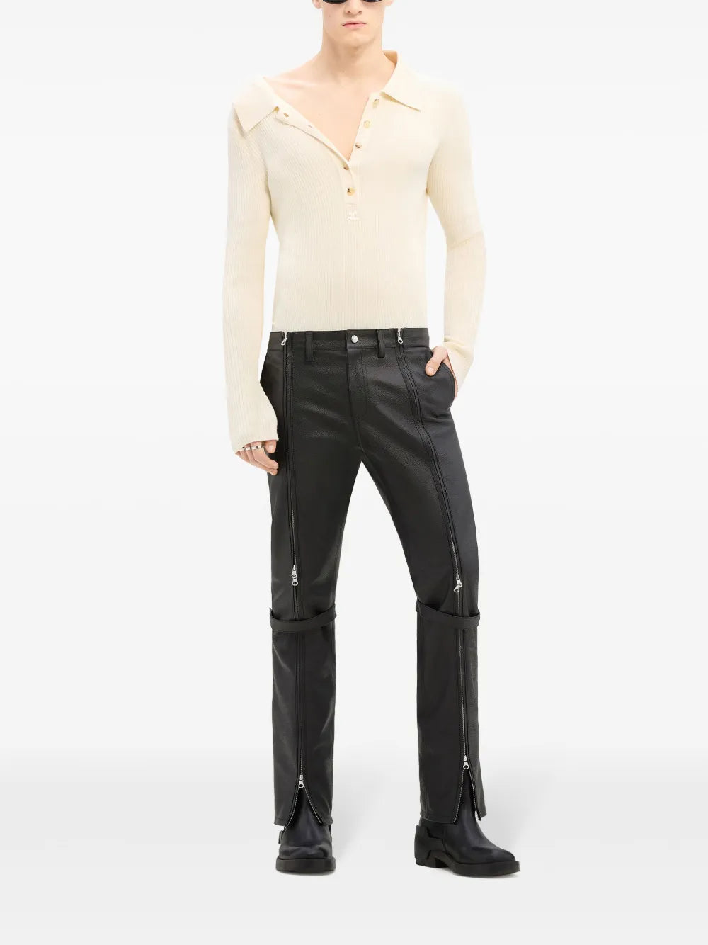 Multi-Button Polo Sweater