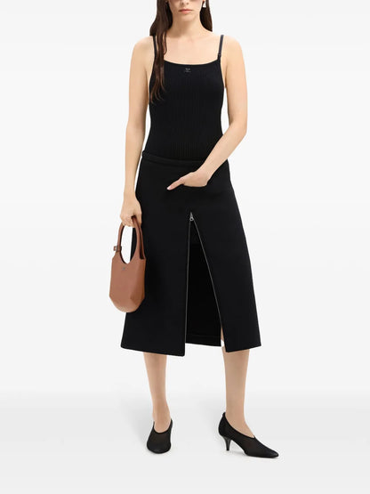 Heritage Crepe-Texture Midi Skirt